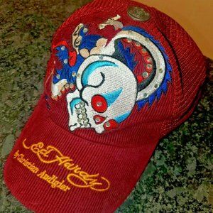 Vintage Ed Hardy X Christian Audigier Embroidered Trucker Rhinestones Red Cap
